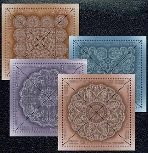 Россия, 2011, Кружева, 4 малых листа Россия, 2011, Кружева, 4 малых листа